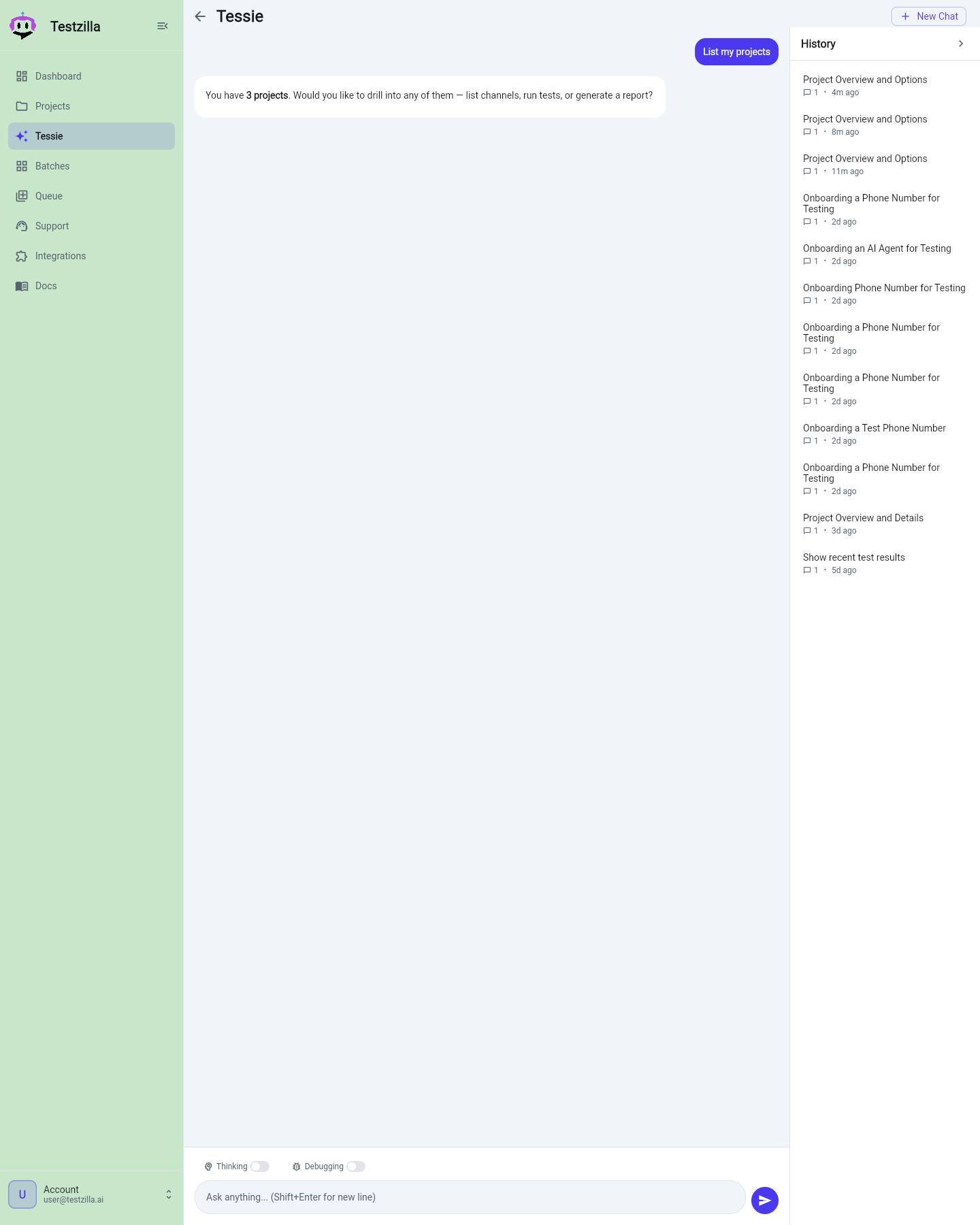 The Tessie assistant console